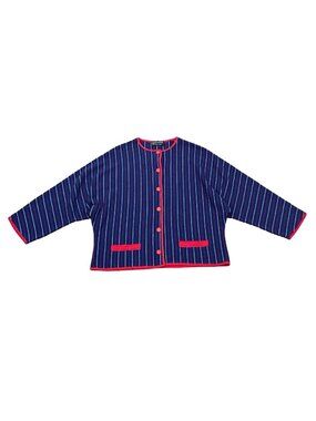 Vintage 1960s Naulover Paris Navy Pinstripe Knit Jacket
